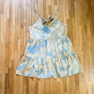 Wishlist Blue and White Mini Sundress with Spaghetti Straps
